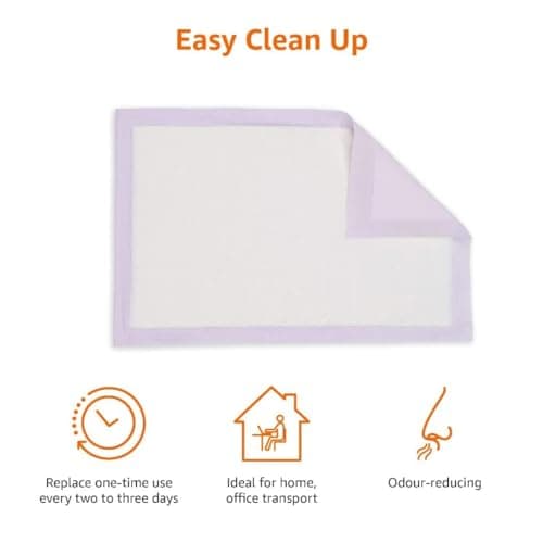 Amazon Basics Cat Litter Pee Pads, Odor Control with Fresh Scent, Super Absorbent, Disposable, Universal Fit Litter Box, Purple and White, 40 Count