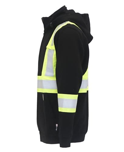BOCOMAL FR Hoodies High Visibility 14oz Fleece Heavyweight Hi-vis Jackets Flame Resistant Reflective Hooded Sweatshirts
