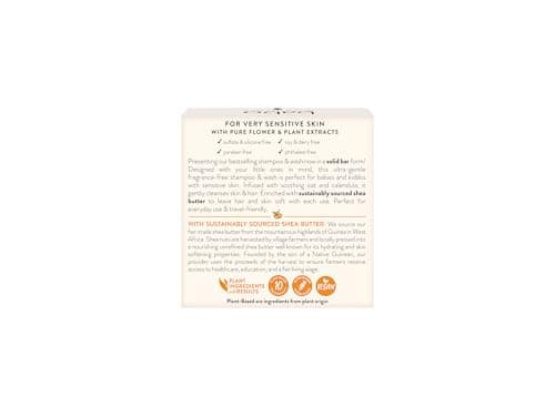 Babo Botanicals Sensitive Baby Fragrance-Free 2-in-1 Shampoo & Wash Bar - Shea Butter, Calendula & Aloe Vera - EWG Verified - Cruelty-Free - Vegan - Pediatrician Tested - For Babies & Kids