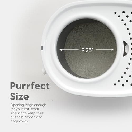 IRIS USA Cat Litter Box Large Top Entry with Lid Enclosed Covered Hooded Design Litter Catching Scatter Shield Pan Dog Proof Pet Proof Scoop Included Odor Control for Indoor Cats Kittens Gray/White
