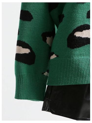 WDIRARA Women's Leopard Tiger Print Cardigan V Neck Long Sleeve Color Block Button Down Sweater Outwear Green Multicolor Large