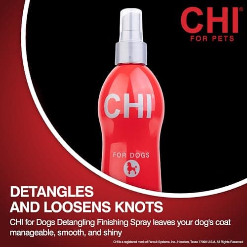 CHI for Dogs Detangling Finishing Spray, Leave-In Dog Grooming Mist to Help Release Tangles & Knots, Light Conditioning Shine Finish, Sulfate & Paraben Free, Made in the USA, 10 Fl Oz