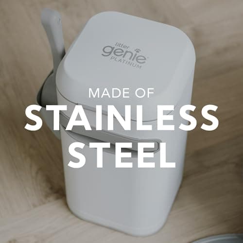 Litter Genie Platinum Pail Made of Durable Stainless Steel Includes 1 Easy Roll Refill