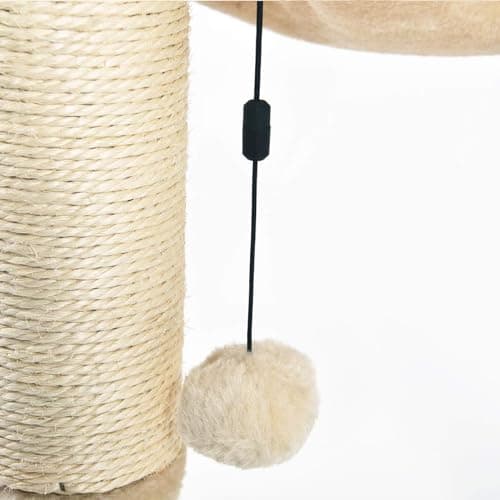 Amazon Basics Cat Tower with Hammock Bed and Scratching Post for Indoor Cats, Easy to Assemble, Interactive Hanging Ball, 15.8" x 15.8" x 19.7", Beige