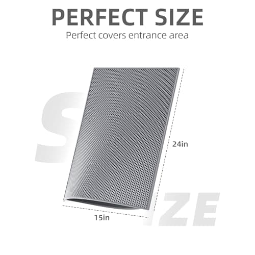 ESTHELLO Cat Litter Mat, Cat Litter Trapping Mat, Honeycomb Double Layer Design, Easy to Clean,Washable (24’’ x 15’’ Gray