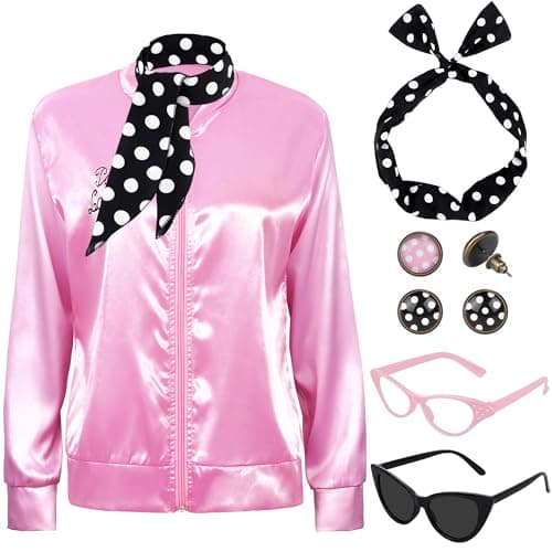 SOMSOC 1950s Pink Satin Jacket Test – Retro-Kostüm-Set im Check