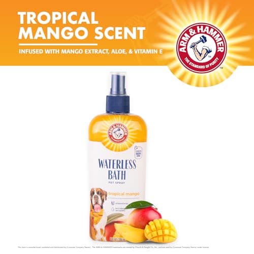 Arm & Hammer for Pets Waterless Bath Spray for Dogs with Baking Soda, Mango Scent, No Rinse Dog Grooming Spray, pH Balanced, Free of Sodium Lauryl Sulfate and Parabens, 8 Fl Oz