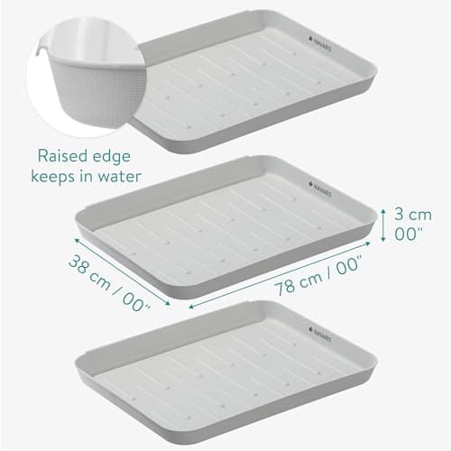 Navaris Set of 3 Shoe Drip Trays - Multi-Purpose Boot Tray for Rain Boots, Winter Boots, Sneakers - Indoor and Outdoor Use in All Seasons - Gray, S