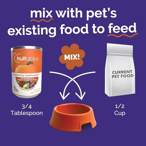 Fruitables Pumpkin Digestive Supplement, Made with Pumpkins for Dogs, Healthy Fiber Supplement for Pet Nutrition, Packed with Superfoods, 15 oz