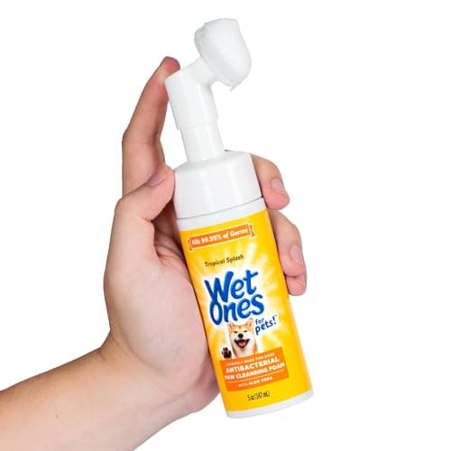 Wet Ones for Pets Antibacterial Dog Paw Cleaner with Built-in Brush, Foaming No-Rinse Formula for Cleaning Dirty Paws After Walks, Gentle Everyday Paw Wash for Dogs, 5 Oz - 6 Pack