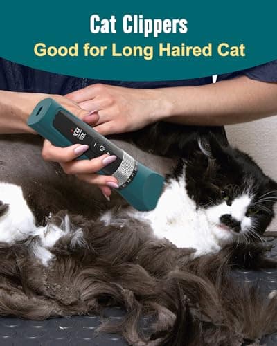 oneisall Cat Clippers for Matted Hair, 5-Speed Quiet Cat Grooming kit, Cordless Pet Shaver for Long Hair,Waterproof Pet Trimmer, Pet Clippers for Cats(Green)