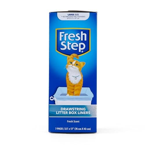 Fresh Step Drawstring Cat Litter Box Liners, Scented Heavy Duty Kitty Litter Bags for Large Oval or Rectangle Pans, Helps Contain Odor and Mess, Easy Lift Out Cleanup, 30 x 17 in, 7 Count