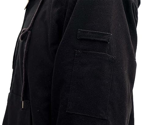 BOCOMAL FR Jacket Insulated Flame Resistant Hoodies Duck Black Hooded Coat Outwear Light Water Repellent and Oil Resistant.
