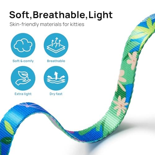 Cat Harness and Leash Set - Escape Proof Adjustable Cat Harness, Comfortable Soft Lightweight, Use Safe & Easy, Walking Travel Kitten Harness for Small Medium Large Cats (Hawaii Green)
