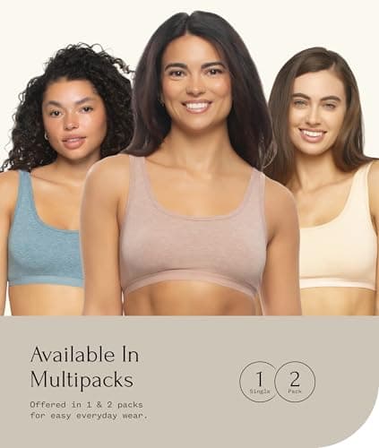 Felina Organic Cotton Stretch Bralette (Cloud, Medium) | Wireless, Sustainable Everyday Bra with Soft, Breathable Fabric