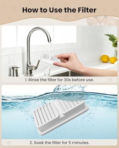 Replacement Filters for cat Water Fountain - 6 Packs pet Water Bowl Filter - 6 Filters & 6 sponges Set for Stainless Steel Cats/Dogs Water Dispenser - Activated Carbon and Sponge Foam Filtered Refill