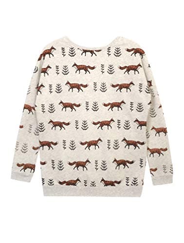 LaVieLente Women's Cute and Cozy Cotton Graphic Crewneck Sweatshirt Pullover with Adorable and Unique Print (Light Grey, X-Small)