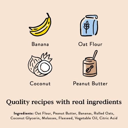 Bocce's Bakery Oven Baked PB & Banana Recipe Treats for Dogs, Wheat-Free Everyday Dog Treats, Real Ingredients, Baked in The USA, Natural Soft & Chewy Cookies, Peanut Butter & Banana, 6 oz