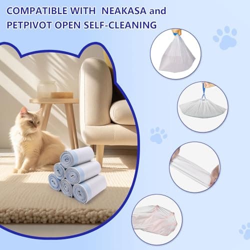 120 Count Cat Litter Box Bags for NeakasaM1 and Petpivot Autoscooper 11/12 Self-Cleaning Cat Litter Boxes, Extra Thick Heavy Duty Liners Replacement, Unscented, 27" x 13", Holds 22 lbs