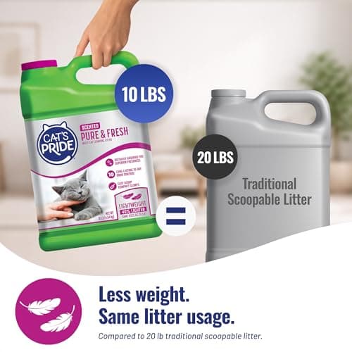 Cat's Pride Premium Lightweight Clumping Litter: Pure & Fresh - Up to 10 Days of Powerful Odor Control - Multi-Cat, Scented, 10 Pounds