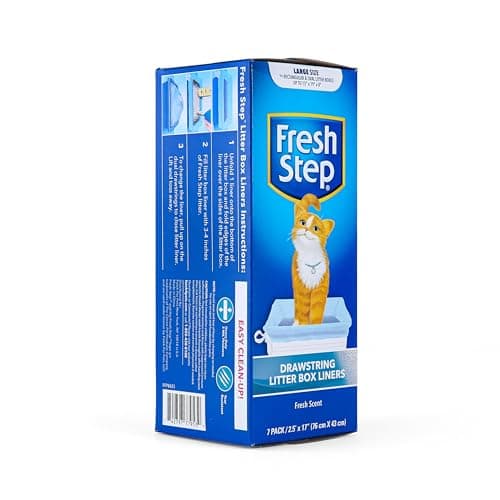 Fresh Step Drawstring Cat Litter Box Liners, Scented Heavy Duty Kitty Litter Bags for Large Oval or Rectangle Pans, Helps Contain Odor and Mess, Easy Lift Out Cleanup, 30 x 17 in, 7 Count