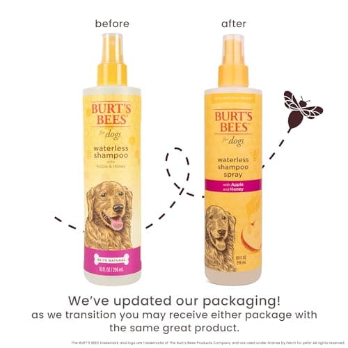 Burt's Bees for Pets Waterless Shampoo Spray for Dogs, Apple & Honey, No-Rinse Dry Dog Shampoo for All Dogs and Puppies, pH Balanced, No Sulfates, Parabens, Phthalates, 10 Fl Oz