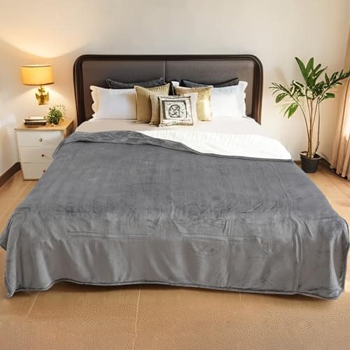 LaffyLo Electric Heated Blanket Full Size 72 x 84, Fast Heating Blanket, Dual-Sided Flannel Sherpa, 10 Heat Settings, 1-12 Hour Auto Off, Machine Washable, Light Grey