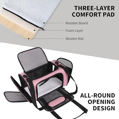 Yipincover Cat Carriers Soft-Sided,Pet Carrier for Small Cats Dogs Puppies up to 1-15 LBS,TSA Airline Approved, (Medium,Pink)