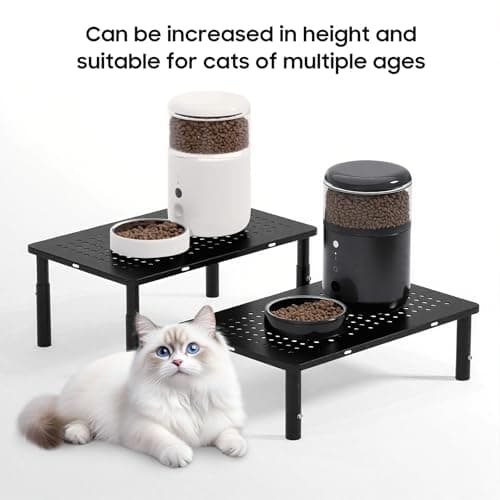WSOWX Adjustable Automatic Cat Feeder Stand - Non-Slip Elevated Holder for Cats/Puppies, Fits Most Automatic Feeders & Water Dispensers, Black(Holder ONLY)