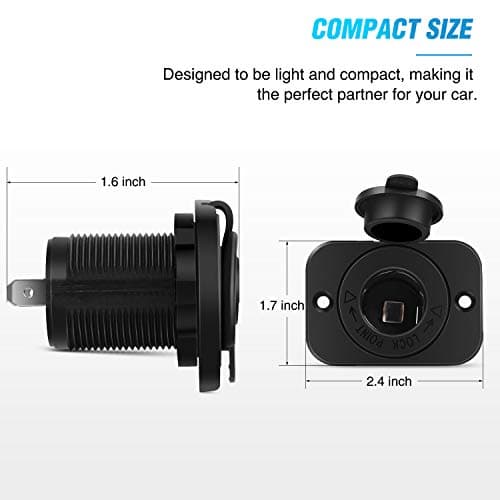 Nilight 2 Pack Car Cigarette Lighter Socket DC 12V Waterproof Power Outlet Adapter Replacement with Terminals Wires and Screws for Marine Boat Motorcycle, Boat, Car,Truck, RV, ATV