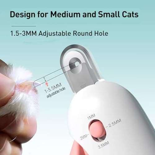 Paioxerty Cat Nail Clipper | Cat Nail Trimmer with Clipping Debris Storage, Adjustable Sizes, Hidden Nail File, Round Hole Blade for Injury-Free Grooming Tool for Pets