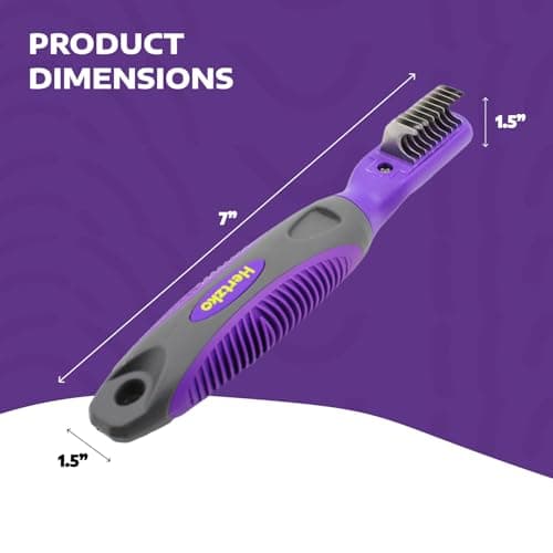 Hertzko Cat and Dog Dematting Tools Single Sided Dog and Cat Dematting Comb - for All Pets - Effortlessly Removes Tangles, Mats, and Loose Fur - Safe, Easy Grooming for Cats and Dog - Large