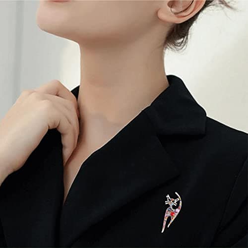 Vintage Rhinestone Cat Brooch Pin for Women Girls Silver Plated Fashion Cute Colorful Crystals Animal Kitten Brooches Lapel Pins Dress Accessories Holiday Birthday Party Unisex Jewelry Souvenir (Colorful)