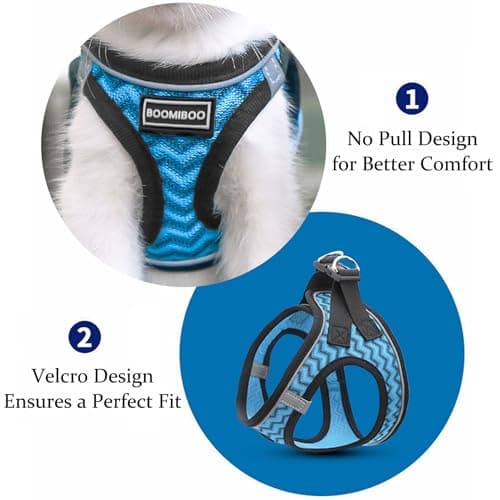 BOOMIBOO Dog Harness with Leash Set, No Pull Adjustable Reflective Step-in Puppy Pet Vest Harnesses for Small Medium Large Dogs and Cats,Pink XS
