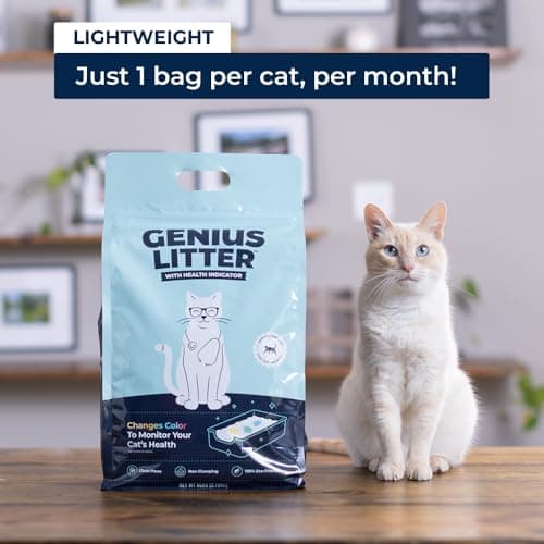 Genius Litter Health Monitoring Cat Litter, Featured on Shark Tank, Lightweight Crystal Silica Gel, Non Clumping, Dust Free, Low Tracking, Odor Control for Indoor Cats and Kittens, 6 lb Bag