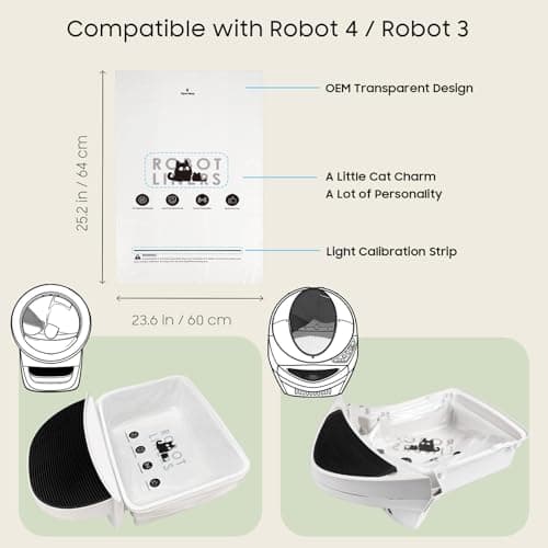 AWoHH 90 Pack Cat Litter Box Robot Model 5/4/3 Waste Bags, Tear-free, Transparent, Sensor-compatible, Automatic Litter Box Liners Bags, 9-11 Gallon Capacity