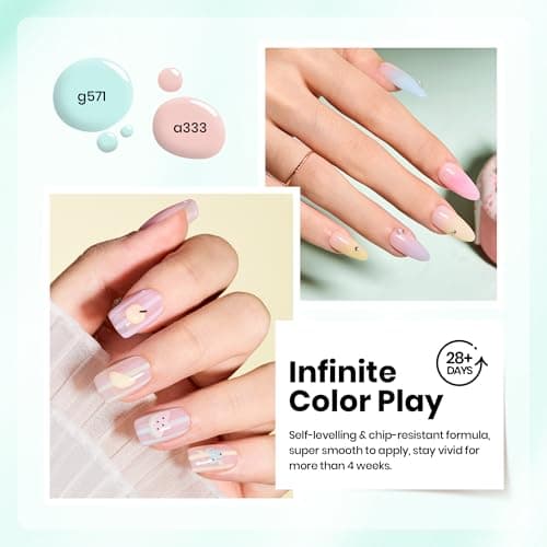 Beetles Pastel Gel Polish Set - Afternoon Desserts Collection, 6 Colors Pastel Purple Yellow Blue Pink Trendy Colors Uv LED Lamp Salon DIY at Home Nails Gifts for Women Nails