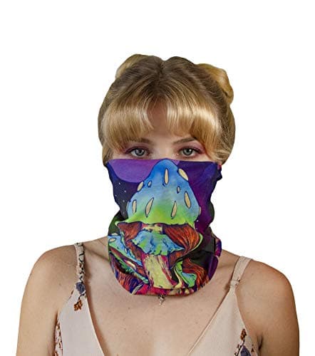 Premium Quality Seamless Bandana/Face Mask for Raves, Music Festivals, Dust, Multipurpose. Meteor Mushroom Design