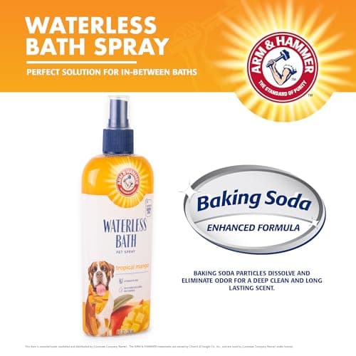 Arm & Hammer for Pets Waterless Bath Spray for Dogs with Baking Soda, Mango Scent, No Rinse Dog Grooming Spray, pH Balanced, Free of Sodium Lauryl Sulfate and Parabens, 8 Fl Oz