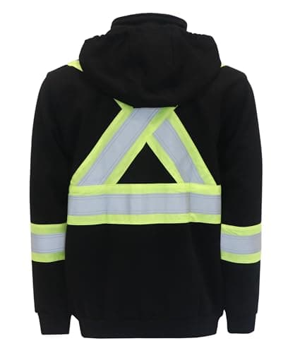 BOCOMAL FR Hoodies High Visibility 14oz Fleece Heavyweight Hi-vis Jackets Flame Resistant Reflective Hooded Sweatshirts