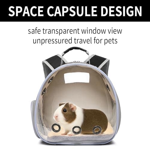 Bunny Carrier, Guinea Pig Carrier,Small Animal Carrier Backpack for Rabbit,Bearded Dragon, Lizard,Hamster,Kitten. Breathable Pet Travel Cage Bag Perfect for Vet Visits & Outdoor Adventures (Black)