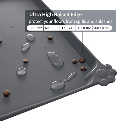 Reopet Waterproof Pet Feeding Mat, Non-Slip Silicone Placemats for Dog Cat Food and Water Bowl, High Raised Edges to Prevent Spills and Protect Floors