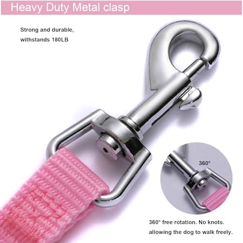 Siumouhoi 6 FT Puppy Leashes, Strong Traditional Style Leash with Easy to Use Collar Hook,Dog Lead Great for Small and Medium and Large Dog (Pink, 5/8 in x 6 ft)