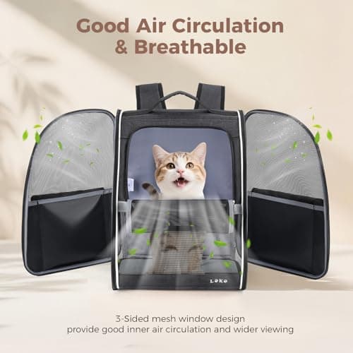 Lekereise Cat Backpack Carriers, Dog Carrier Backpacks with Breathable Mesh for Small Medium Cats Dogs Puppy Up to 18 Lbs, Pet Foldable Carrying Backpack Ventilated for Travel Hiking Collapsible