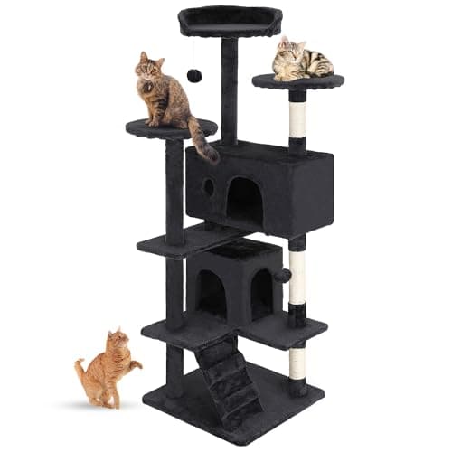 FDW Árbol para Gatos 54 Pulgadas | Torre Multi-Nivel Gris Oscuro