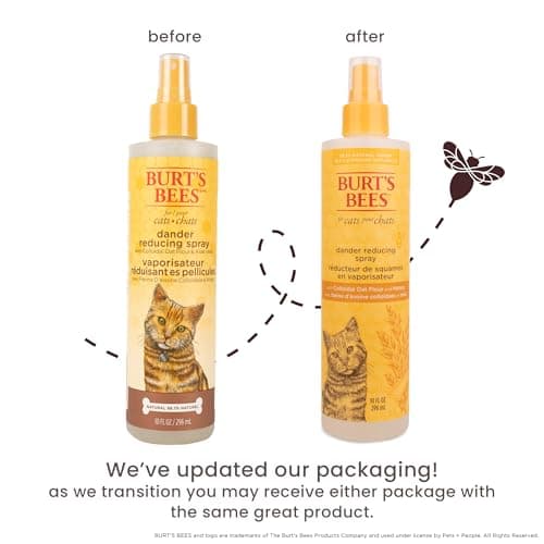 BURT'S BEES FOR PETS Cat Dander Reducing Spray with Colloidal Oat Flour and Honey, Waterless Cat Grooming Spray for Dry Skin and Dandruff Control, Cat Dander Remover for Allergy Support, 10 Fl Oz