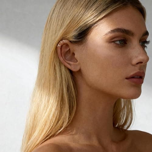 4Pcs Ear Cuffs Non Piercing 14K Gold Plated Ear Cuff Earrings for Women Trendy Clip on Cartilage Earring Stacks Non Pierced Adjustable Fake Earrings Set Jewelry
