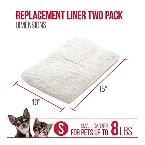 Sherpa Replacement Liners for Travel Pet Carriers - Soft Absorbent Dog Kennel Pad with Waterproof Backing, Machine Washable Dog Crate Pads, 14.5x9.75in - 2 Pack, White, Small