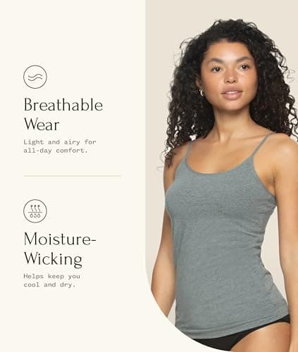 Felina Womens Cotton Modal Camisole, Adjustable Cotton Tank Top 3-Pack Black White