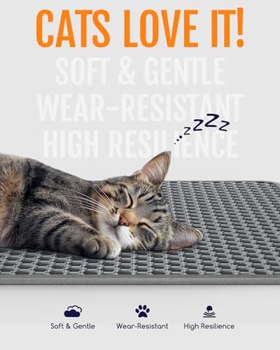 Powools Cat Litter Mat - 23.2" x 14.6" Small Litter Box Mat with Double Layers, Urine-Proof and Non-Slip Litter Trapping Mat, Easy to Clean Kitty Litter Mats for Floor, Scatter Control, Grey